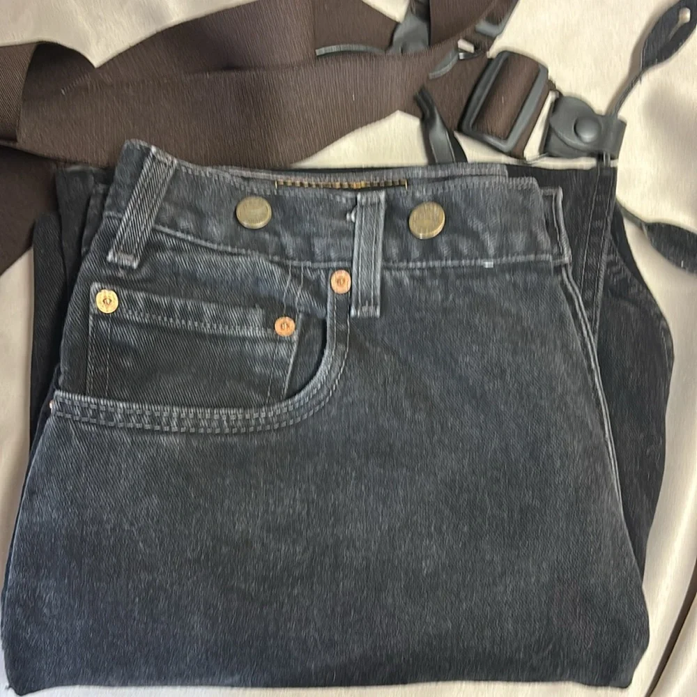 Levis 560 Relaxed Fit Suspender Zip Front Jeans sz 36x30 w/Suspenders - Picture 6 of 17